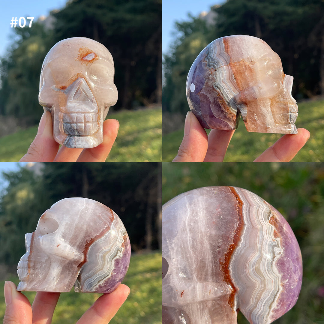 Imperfect Unique,Natural Amethyst Agate Skull
