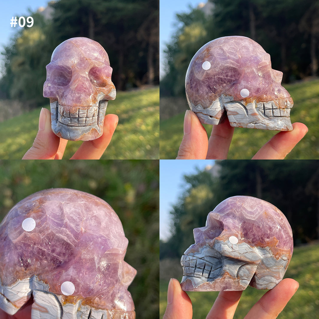 Imperfect Unique,Natural Amethyst Agate Skull