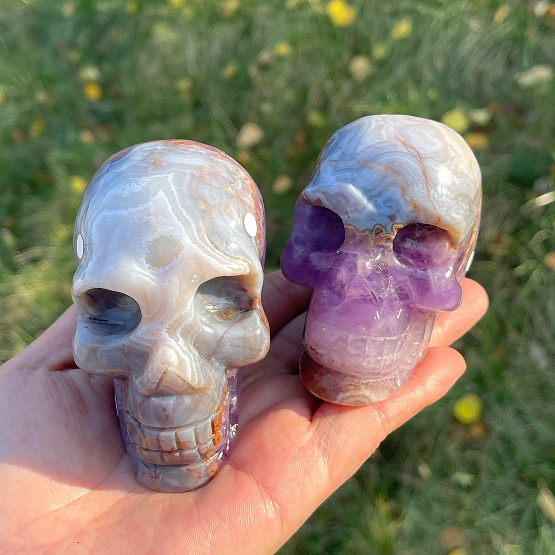 Imperfect Unique,Natural Amethyst Agate Skull