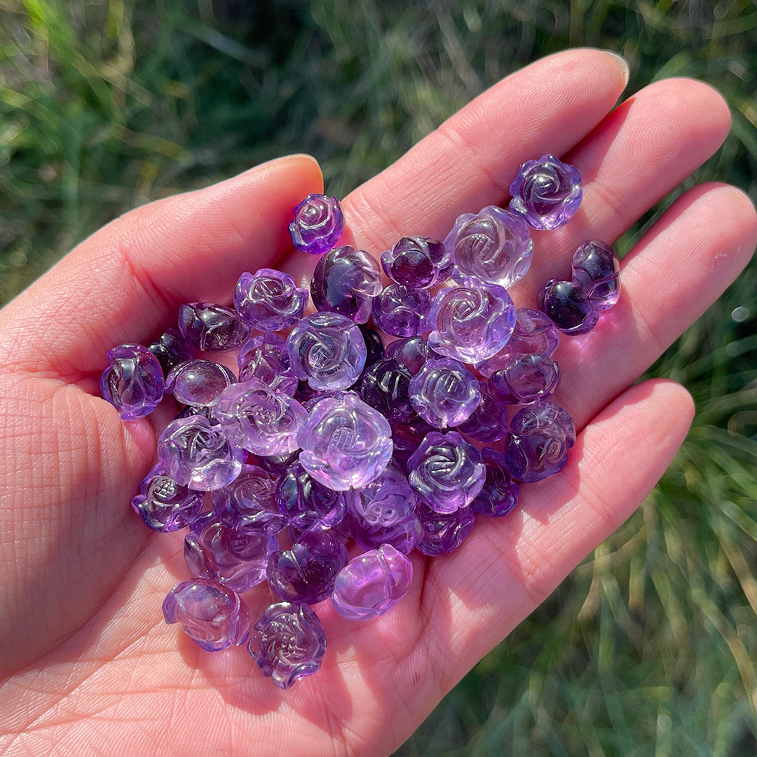 Natural Crystal Carving Mini Amethyst Rose