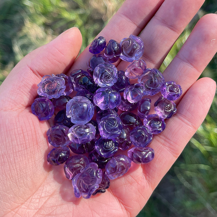 Natural Crystal Carving Mini Amethyst Rose