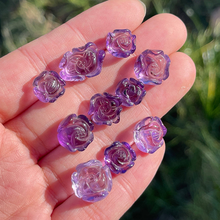 Natural Crystal Carving Mini Amethyst Rose