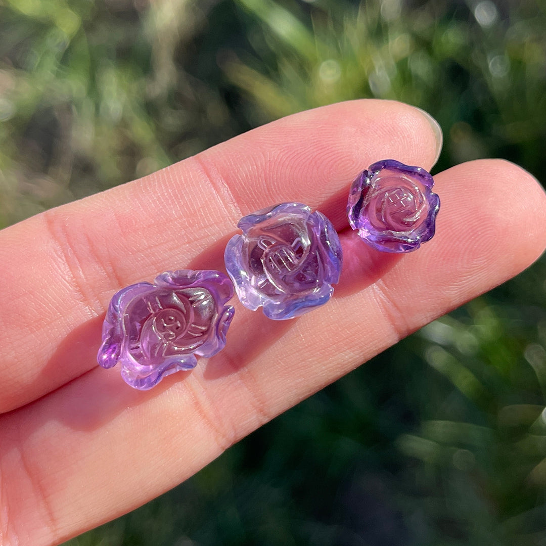 Natural Crystal Carving Mini Amethyst Rose