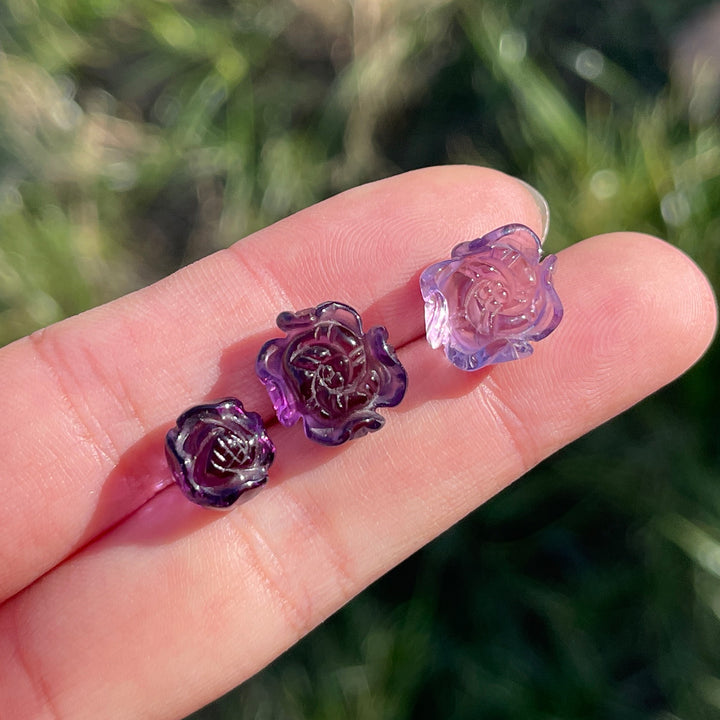 Natural Crystal Carving Mini Amethyst Rose