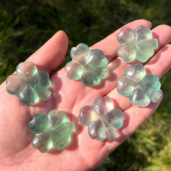 Natural Green Fluorite Four-Leaf Clover