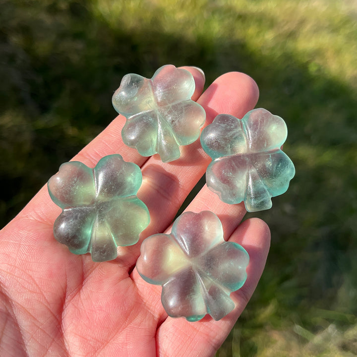Natural Green Fluorite Four-Leaf Clover