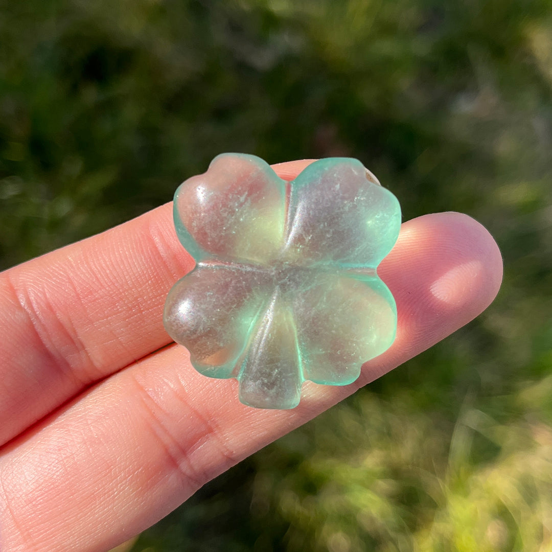 Natural Green Fluorite Four-Leaf Clover