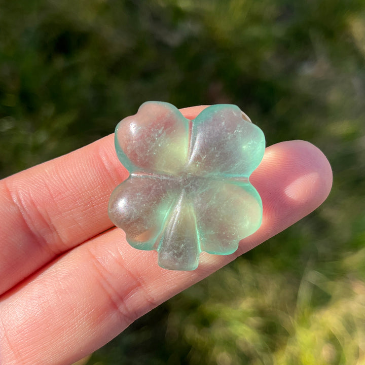 Natural Green Fluorite Four-Leaf Clover