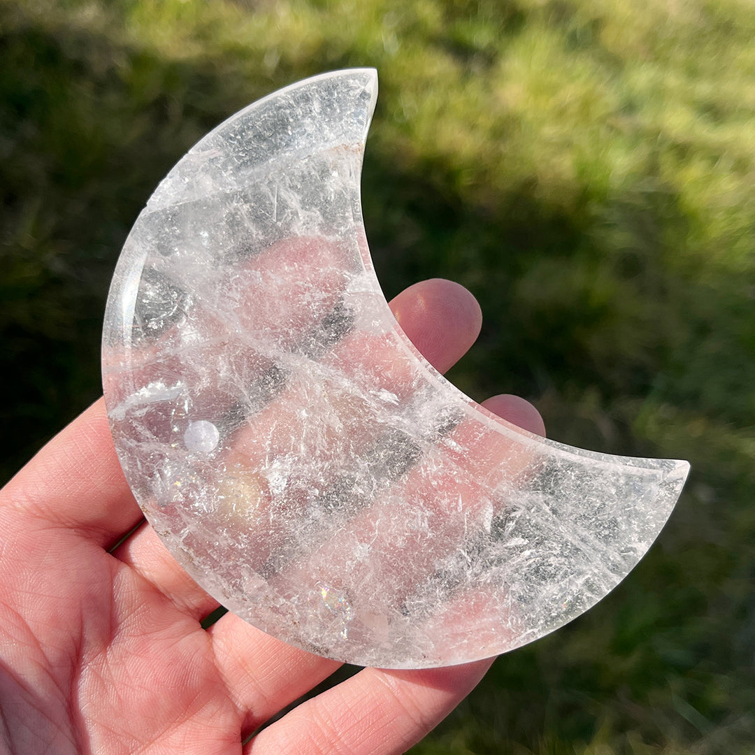 Natural Clear Quartz Moon