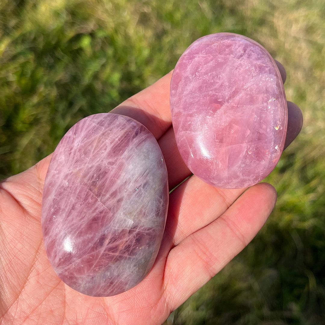 Natural Lavender Rose Quartz Palm