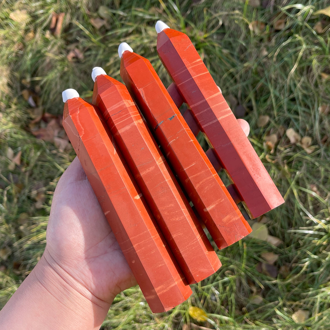 Natural Crystal Carving Red Jasper Point