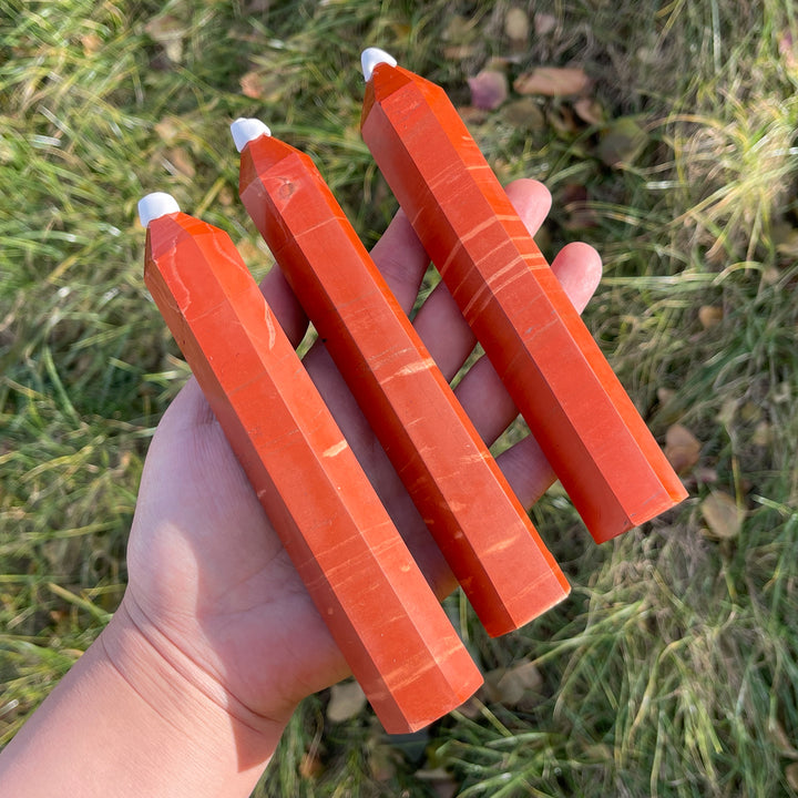 Natural Crystal Carving Red Jasper Point