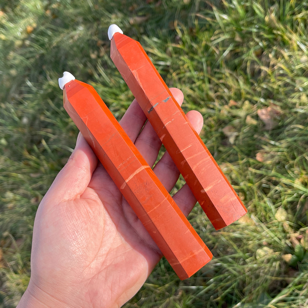 Natural Crystal Carving Red Jasper Point