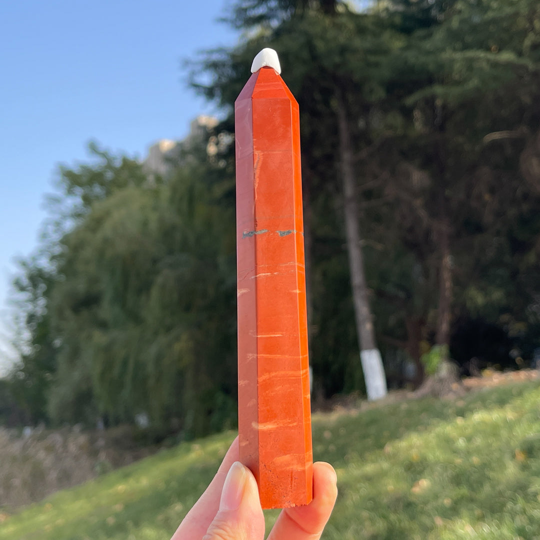 Natural Crystal Carving Red Jasper Point