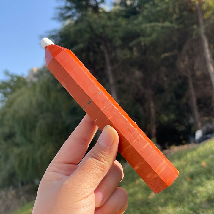 Natural Crystal Carving Red Jasper Point