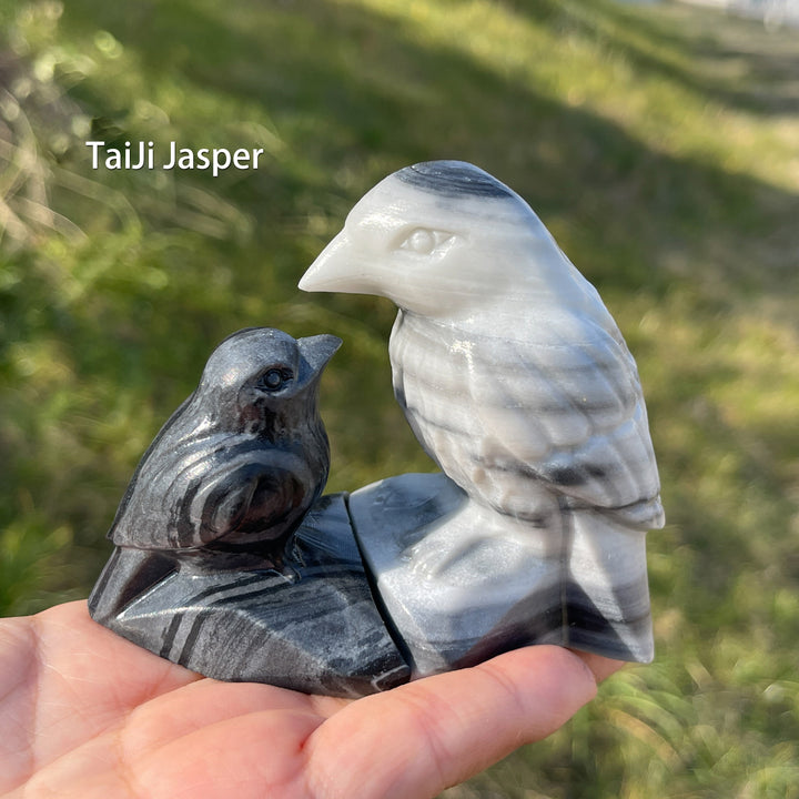 Natural Crystal Carving Magpie Mother And Child