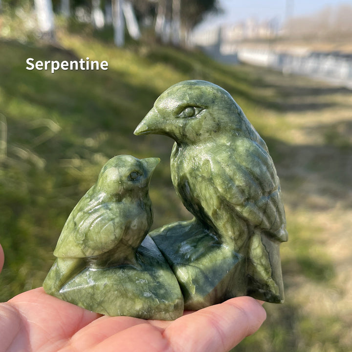 Natural Crystal Carving Magpie Mother And Child