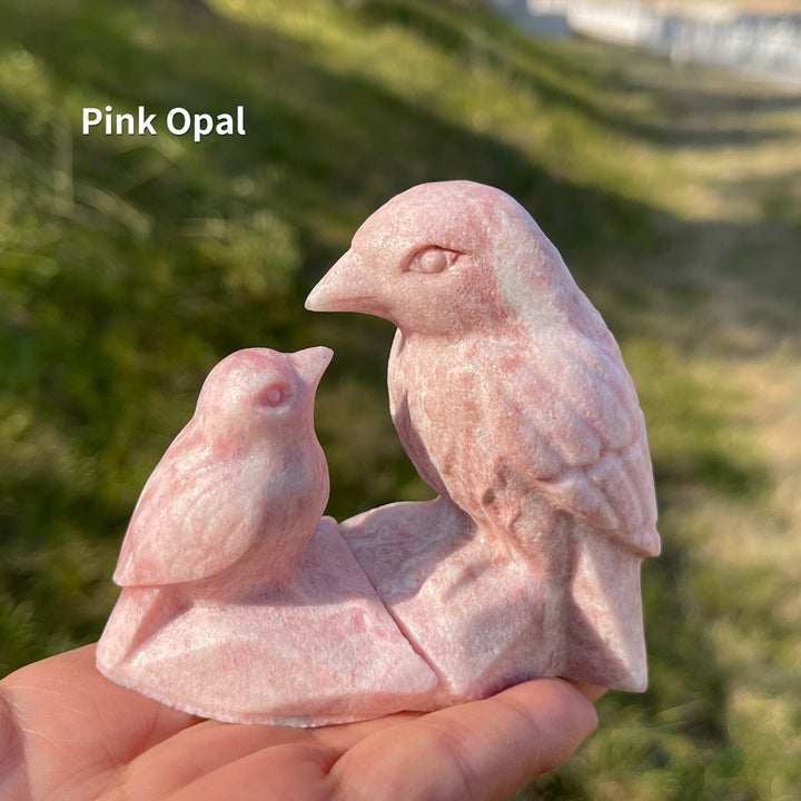 Natural Crystal Carving Magpie Mother And Child
