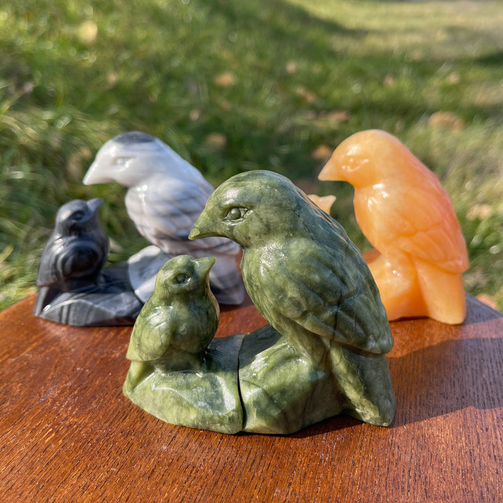 Natural Crystal Carving Magpie Mother And Child