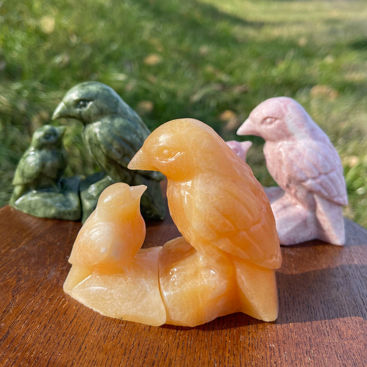 Natural Crystal Carving Magpie Mother And Child