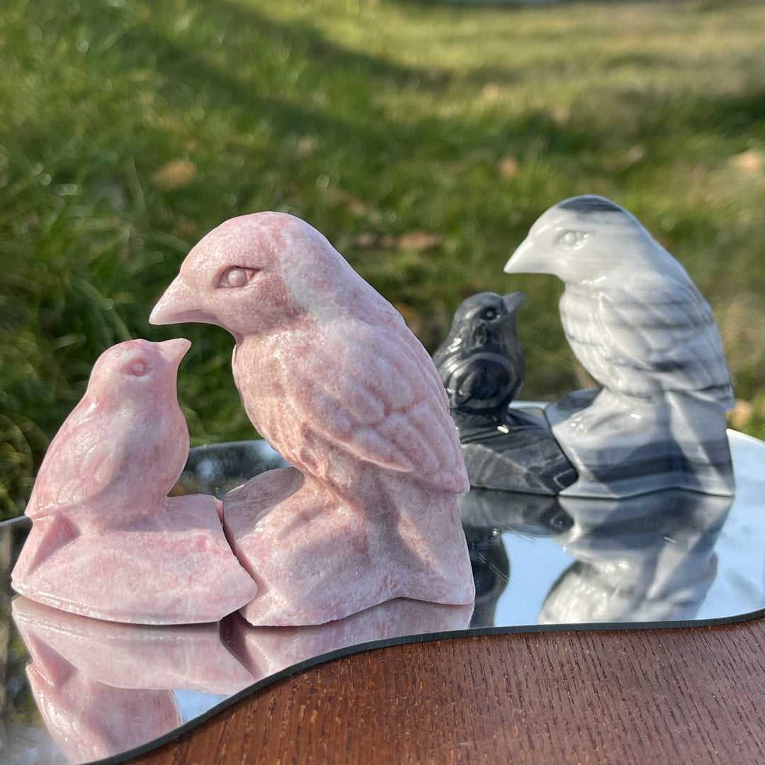 Natural Crystal Carving Magpie Mother And Child