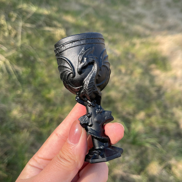 Natural Obsidian Dragon Goblet