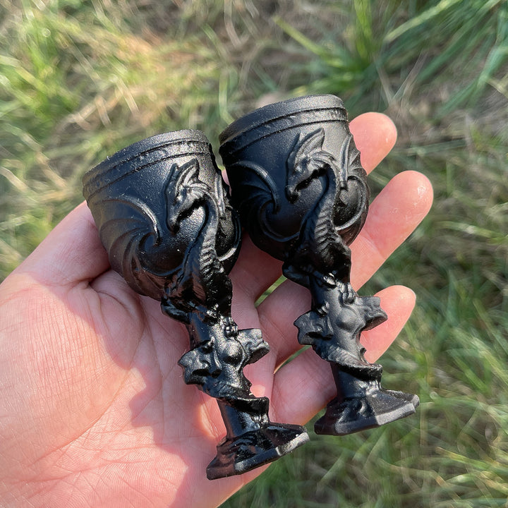 Natural Obsidian Dragon Goblet
