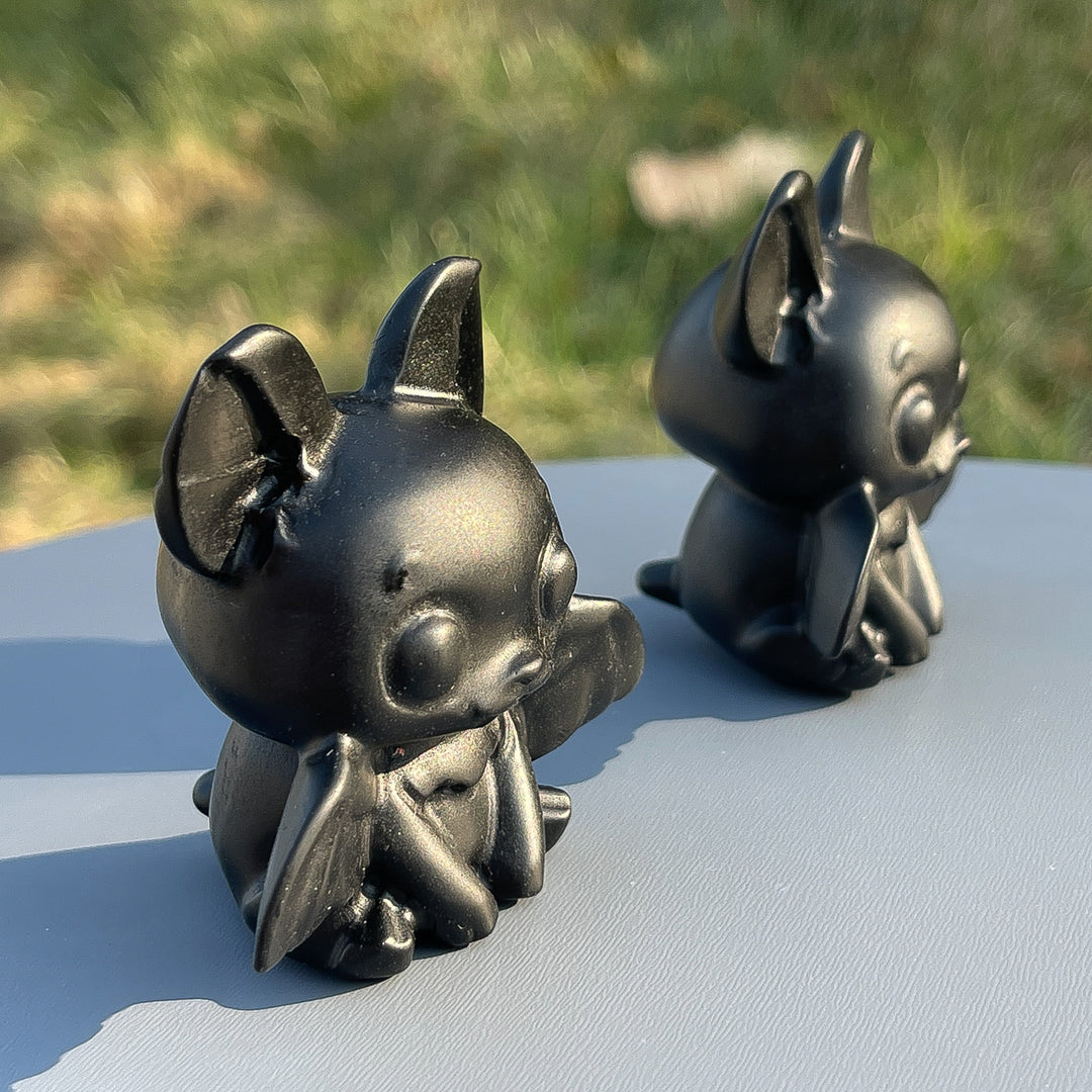 Natural Black Obsidian Bat Baby
