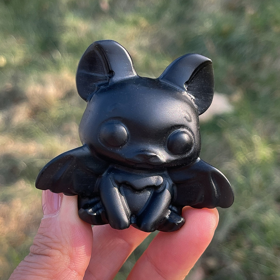 Natural Black Obsidian Bat Baby