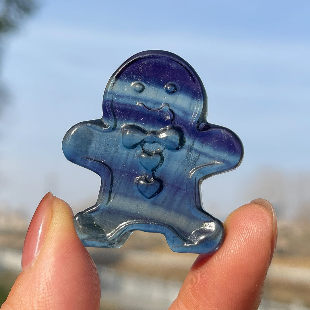 Natural Christmas Fluorite Gingerbread Man