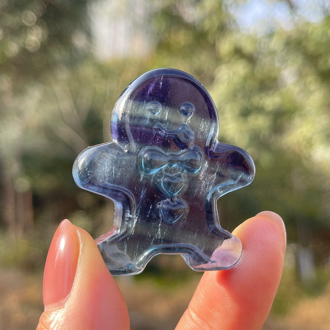Natural Christmas Fluorite Gingerbread Man