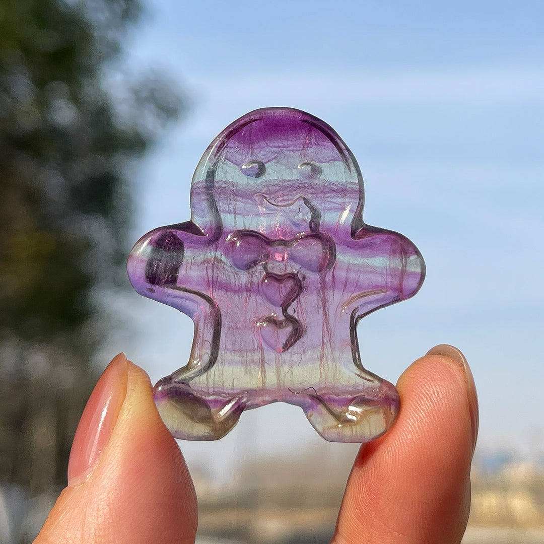 Natural Christmas Fluorite Gingerbread Man