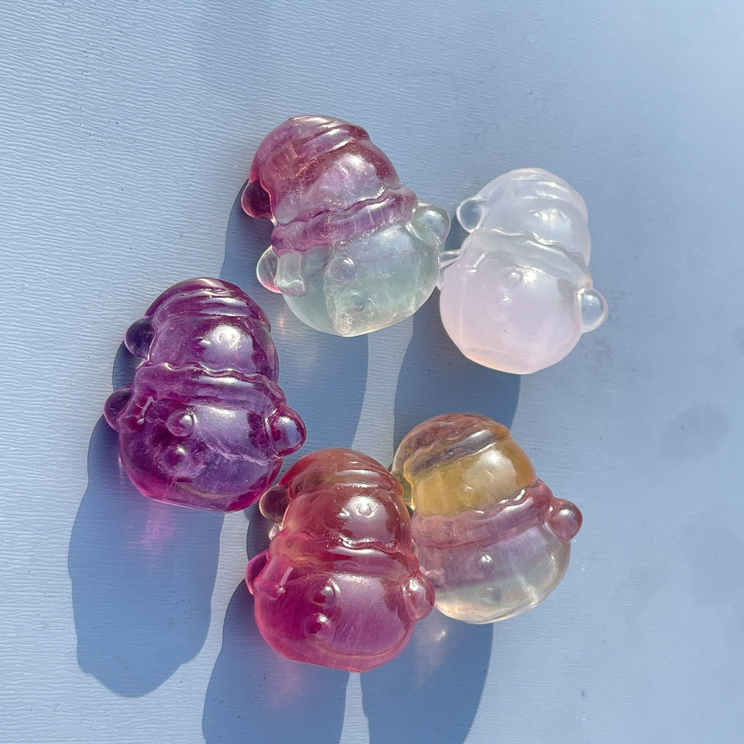 Natural Christmas Fluorite Snowman