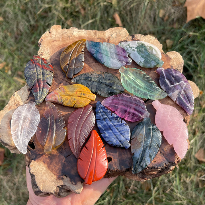 Natural Crystal Carving Leaf