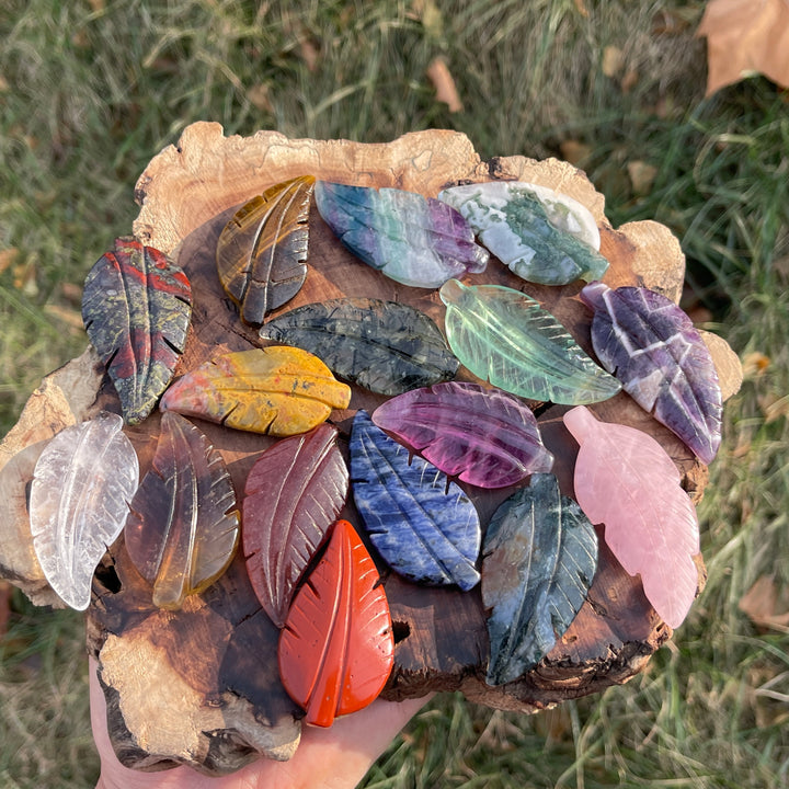 Natural Crystal Carving Leaf