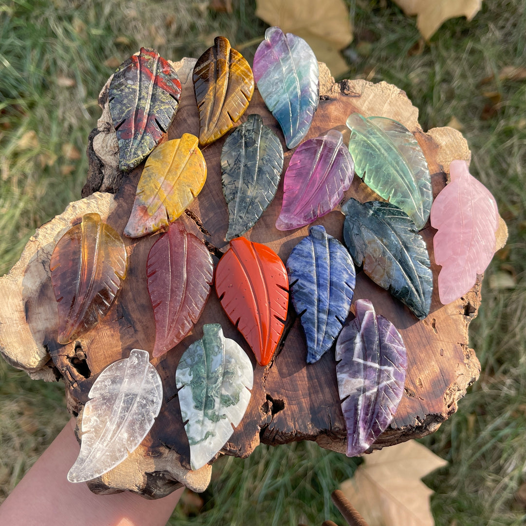 Natural Crystal Carving Leaf