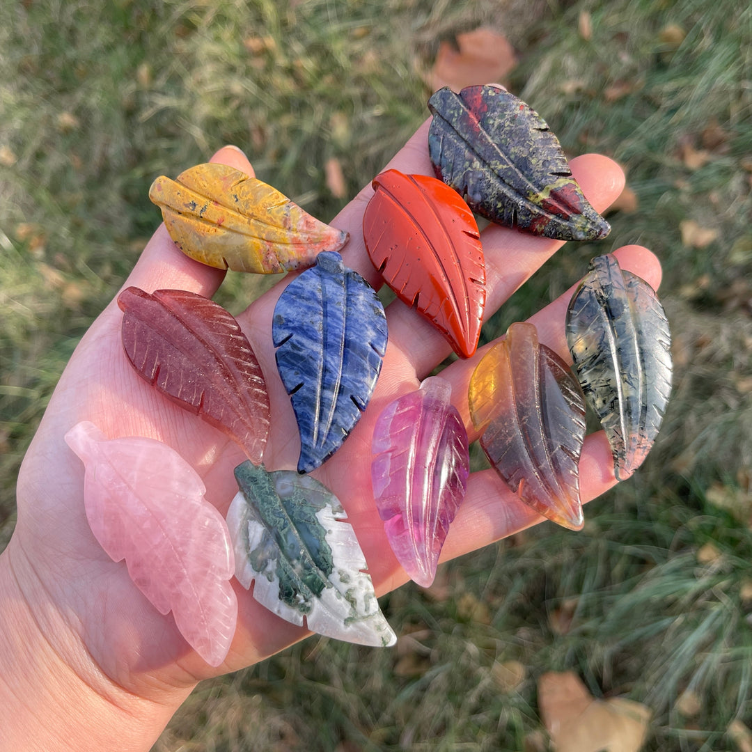 Natural Crystal Carving Leaf
