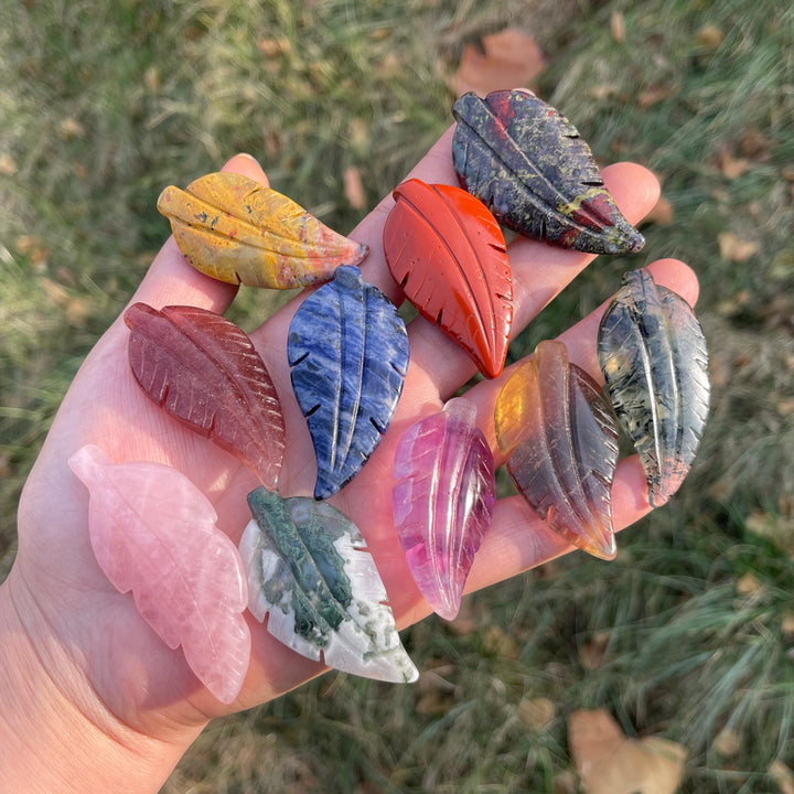 Natural Crystal Carving Leaf