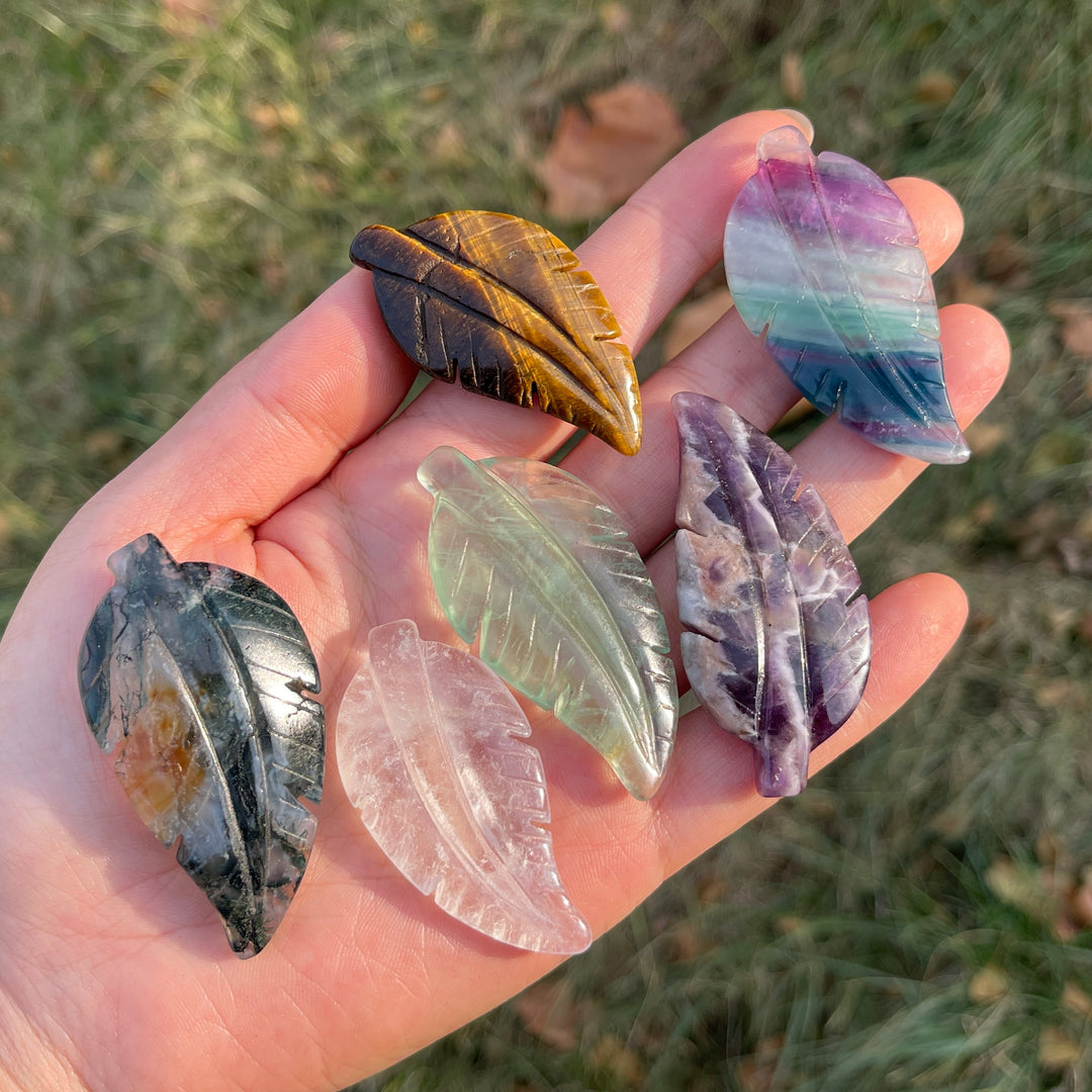 Natural Crystal Carving Leaf