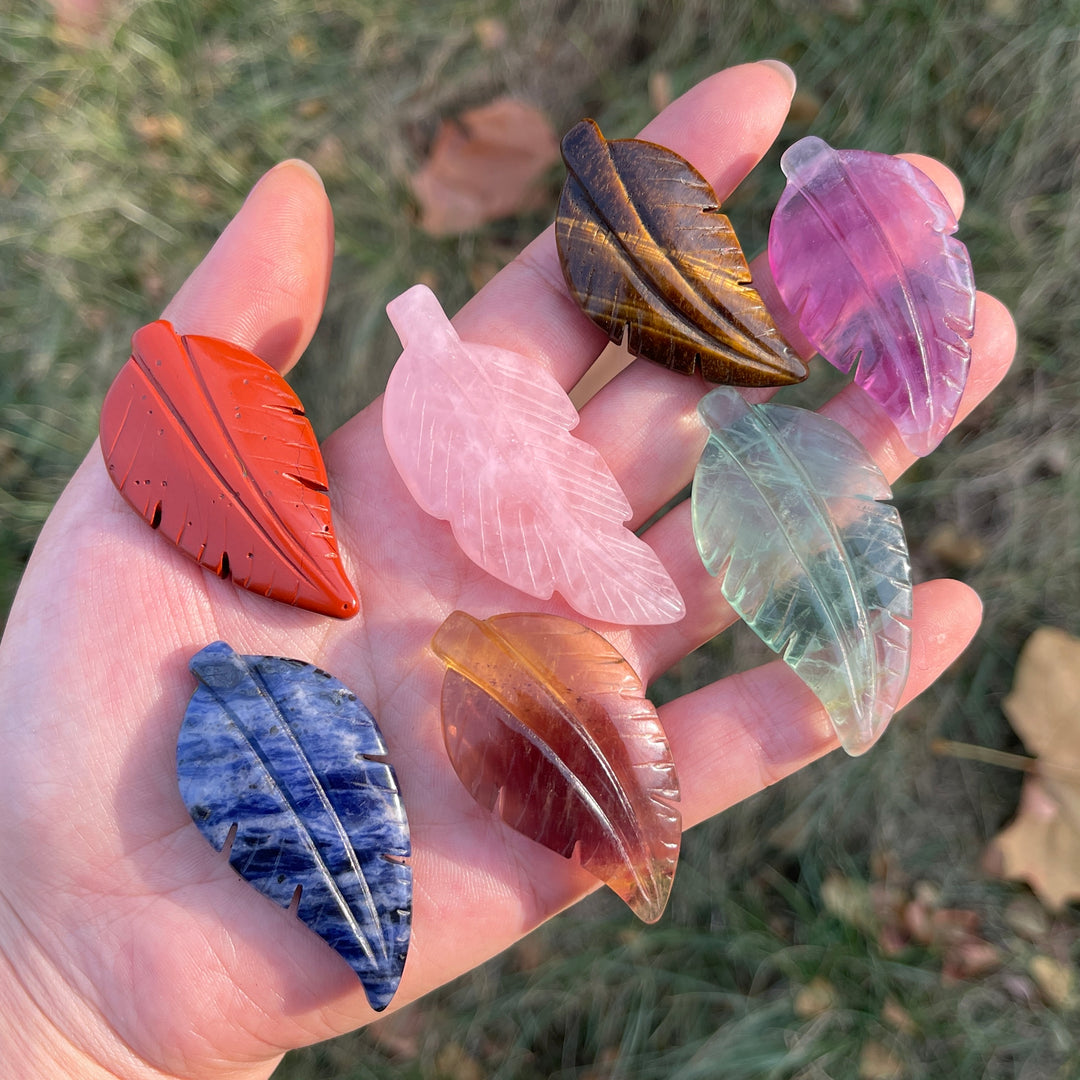 Natural Crystal Carving Leaf