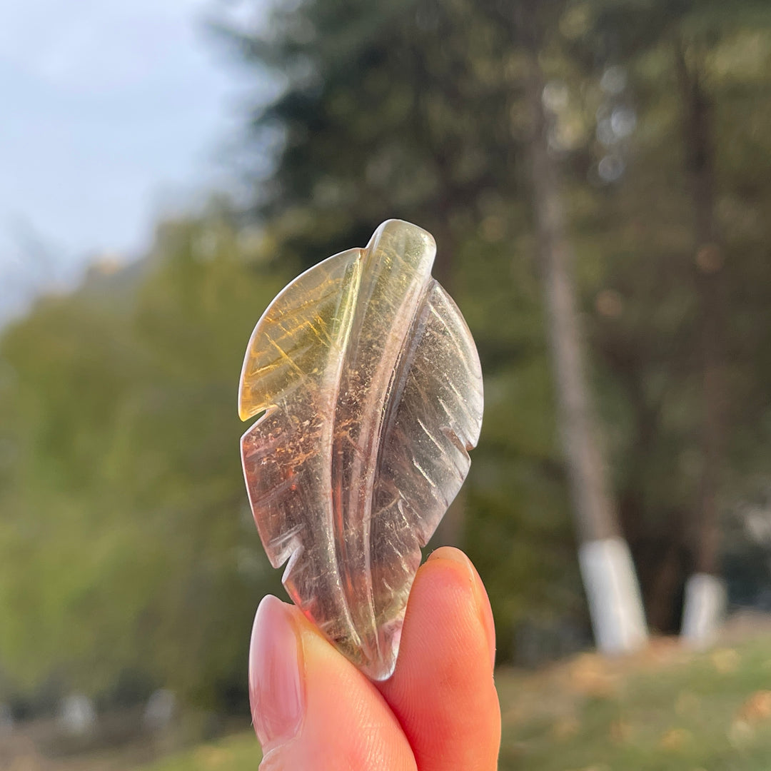 Natural Crystal Carving Leaf