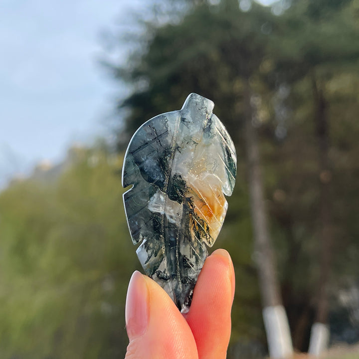 Natural Crystal Carving Leaf