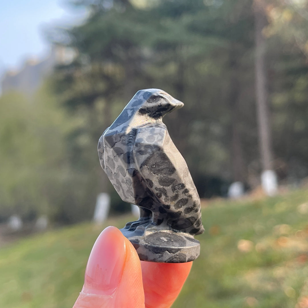 Natural Carving Art Crow Figurine