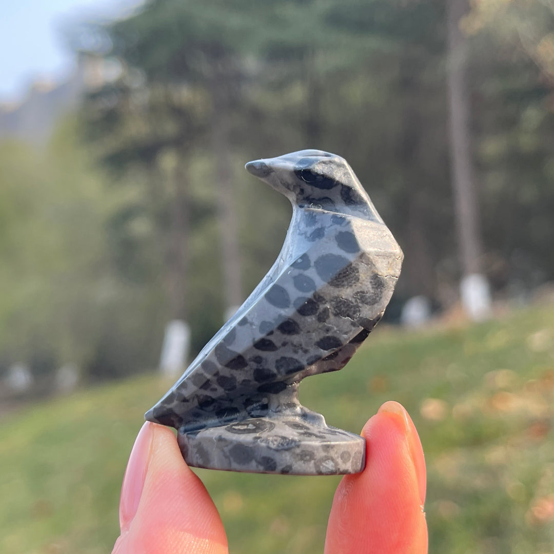 Natural Carving Art Crow Figurine