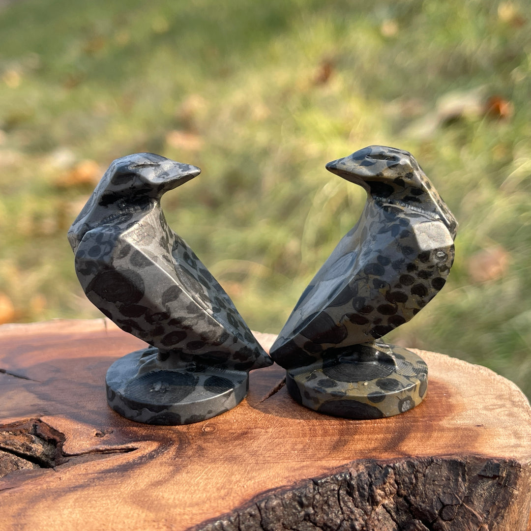 Natural Carving Art Crow Figurine