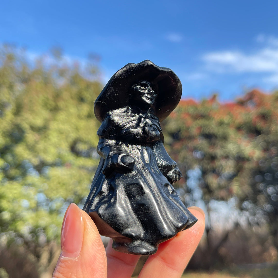 Natural Black Obsidian Witch