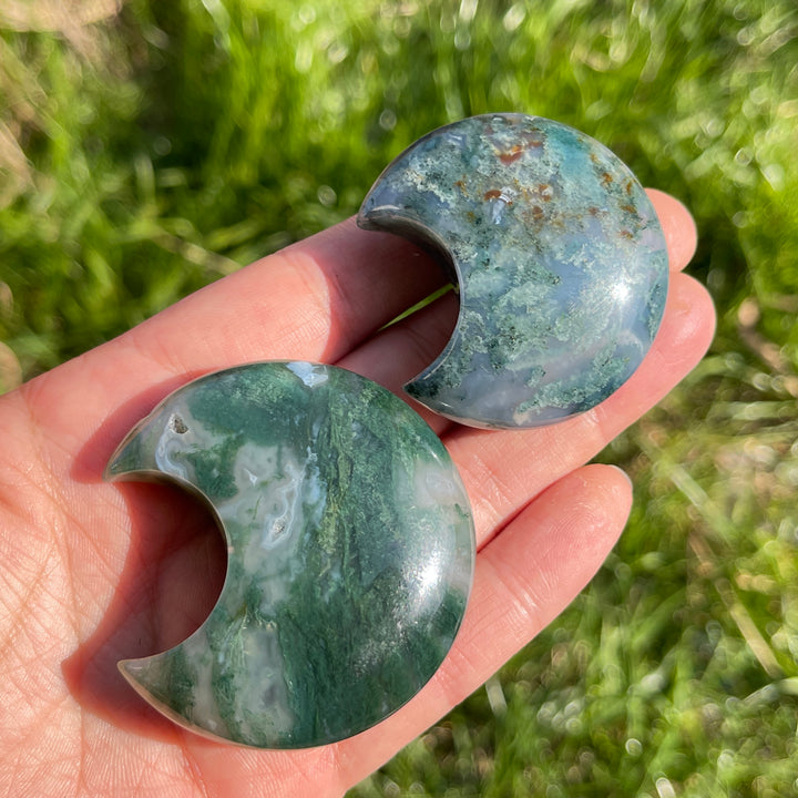 Natural Moss Agate Moon