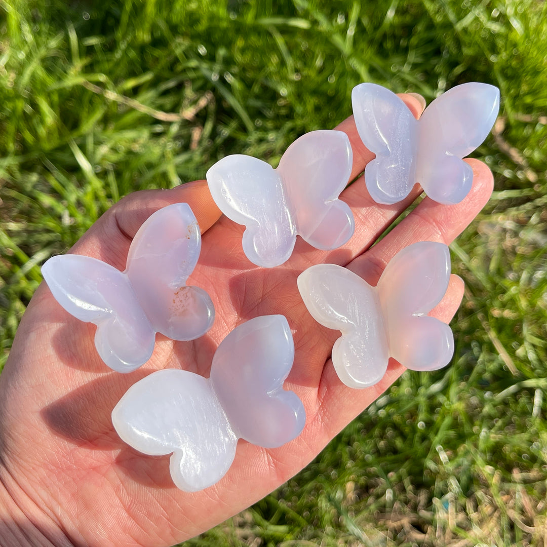 Natural Blue Chalcedony 3D Butterfly