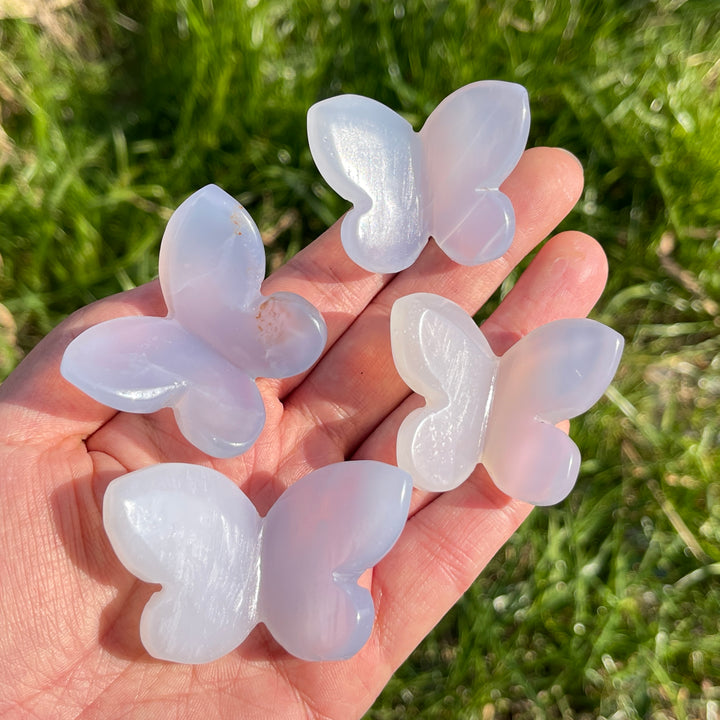 Natural Blue Chalcedony 3D Butterfly
