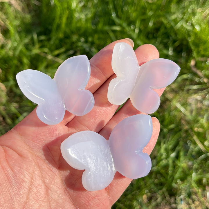 Natural Blue Chalcedony 3D Butterfly